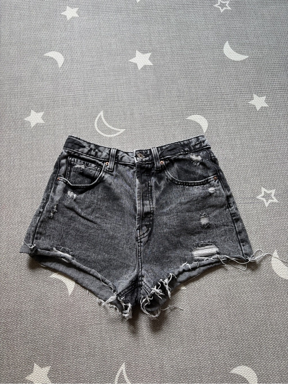 wild fable Black High-Rise Distressed Denim Shorts